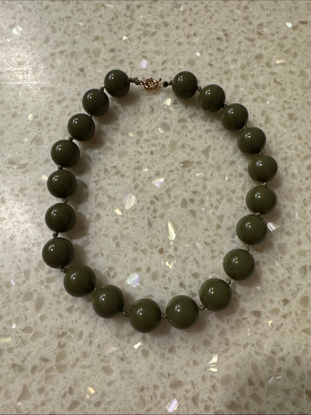 Olive Green Beaded Necklace - Women's Jewelry